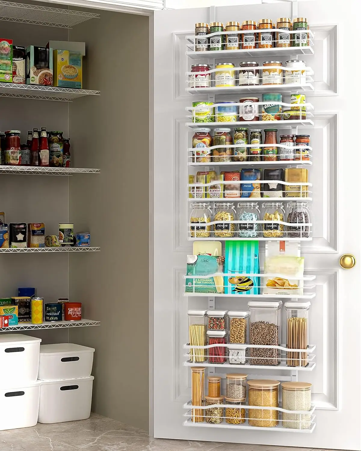 Home Essentials Bathroom Rack - White 9-Tier Over The Door Pantry
