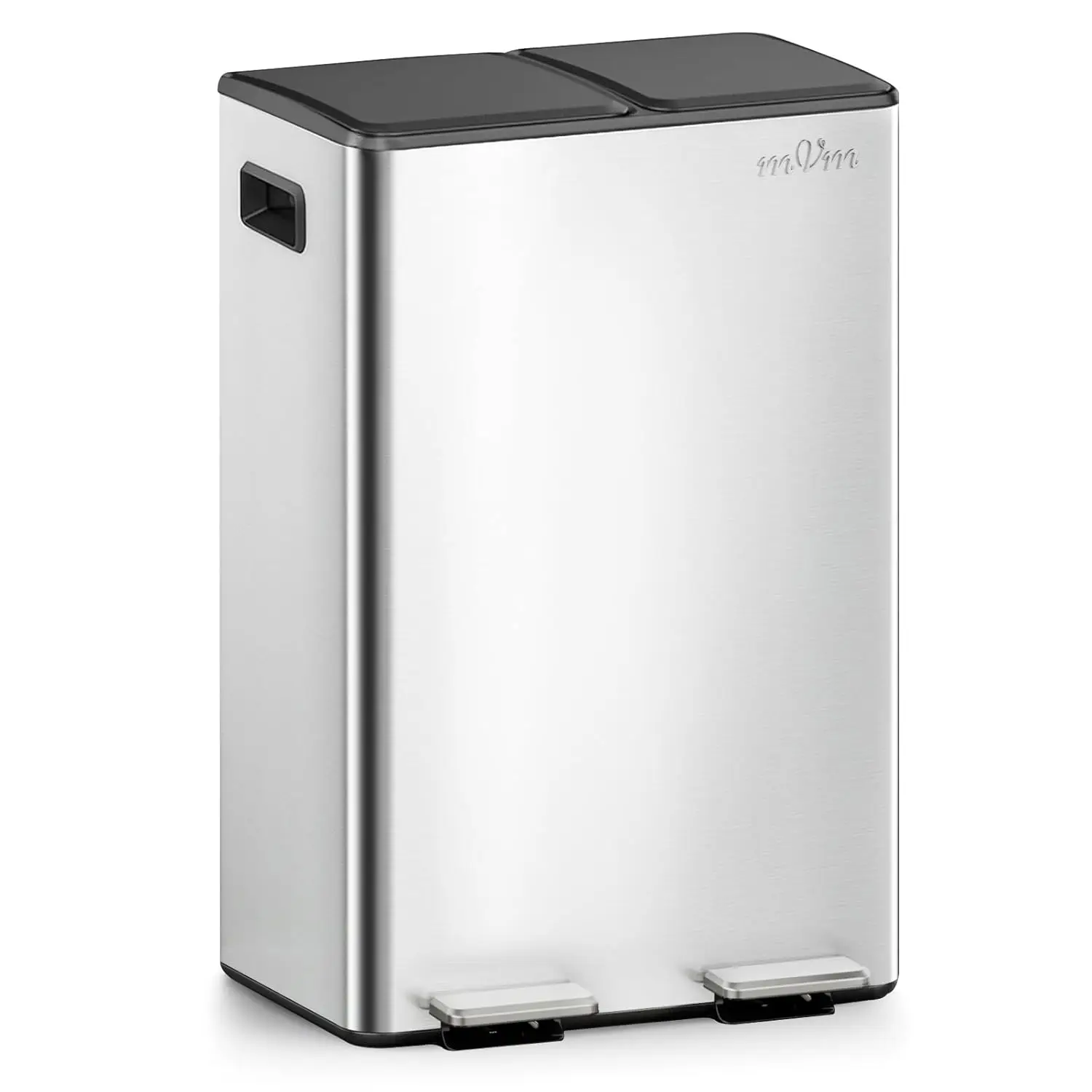 Home Bathroom Trash Can - 16 Gallon Stainless Steel Dual Compartment