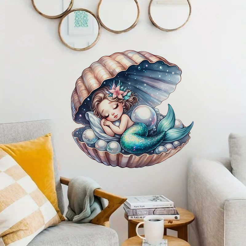 Home Bathroom Tiles - Pretty Mermaid Sticker, Water-proof Home Wall