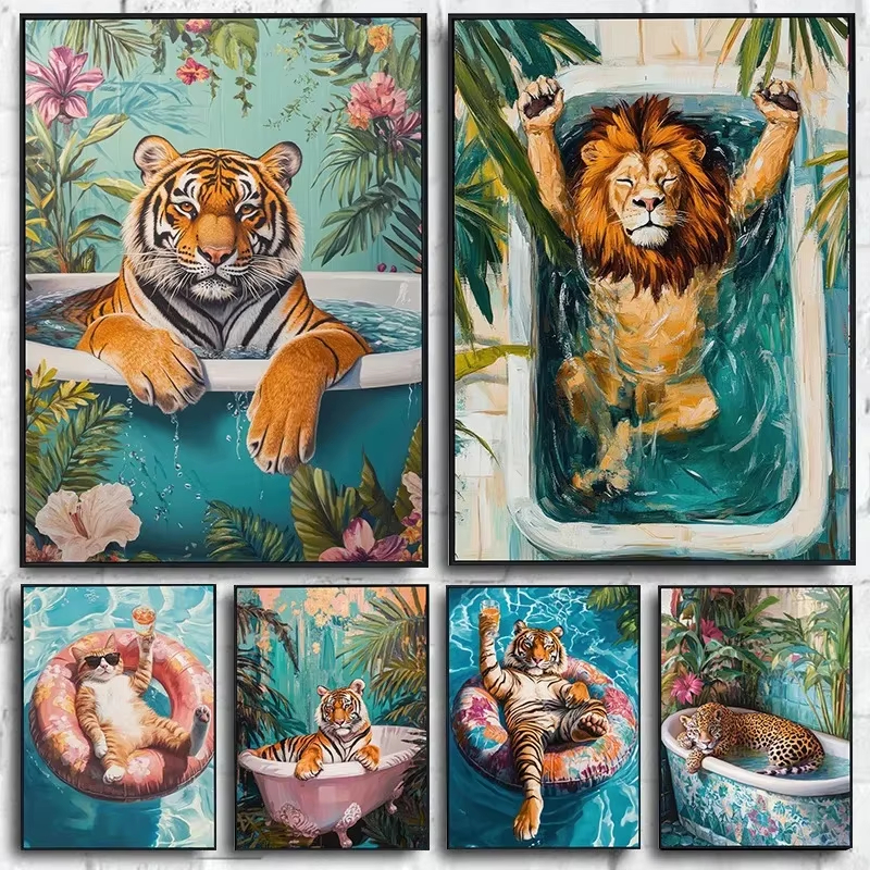 Home Bathroom Movie - Relaxing Animal on Pool Float Summer