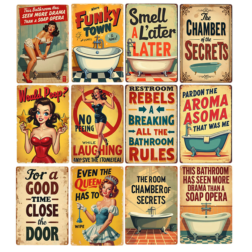 Funny Bathroom Rules Vintage M - Home Bathroom Ideas reseña y precio