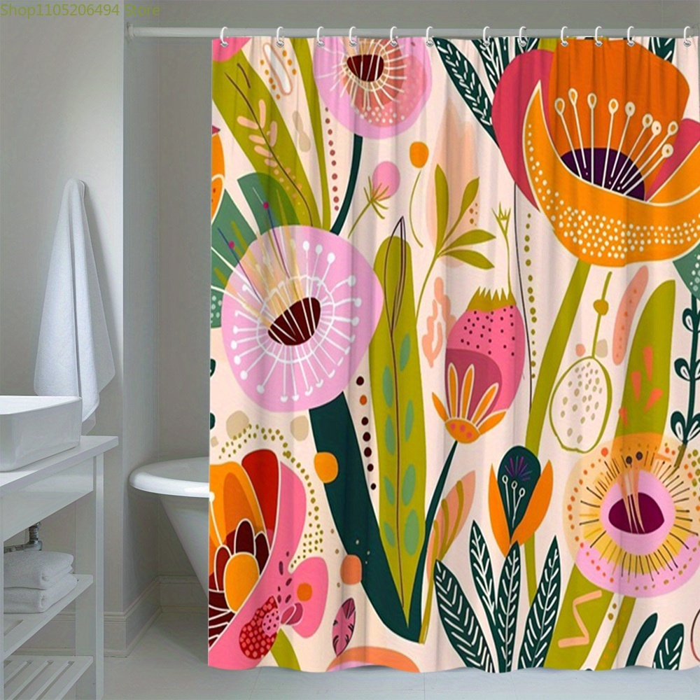 Vibrant Floral Pattern Shower  - Home Bathroom Ideas reseña y precio