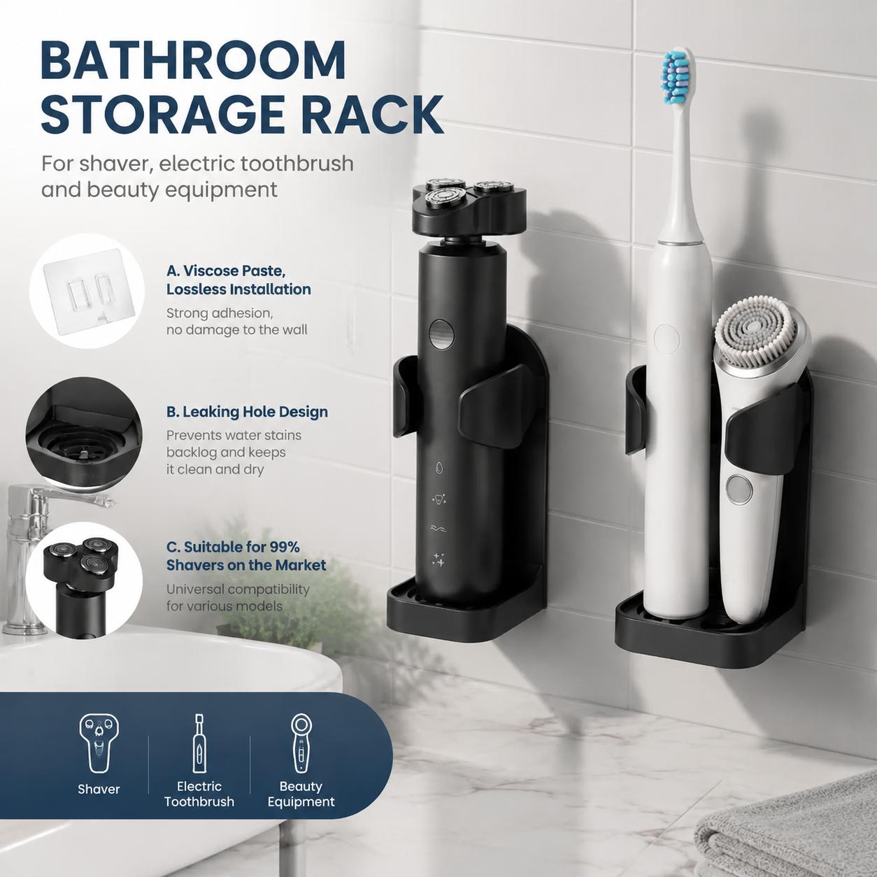 Self Adhesive No Drill Waterpr - Home Essentials Bathroom Rack reseña y precio