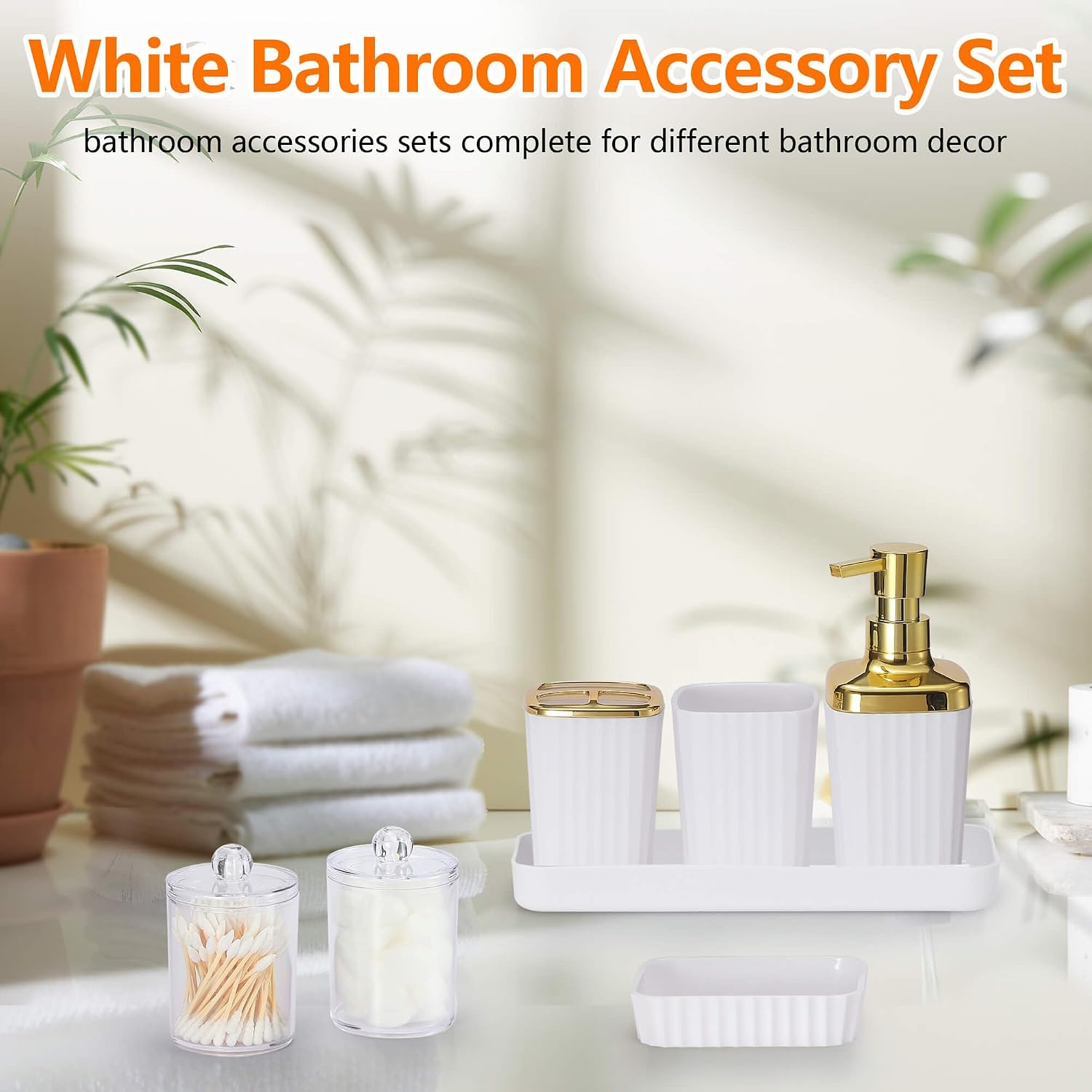 9-Piece Bathroom Accessory Set - Home Bathroom Trash Can reseña y precio