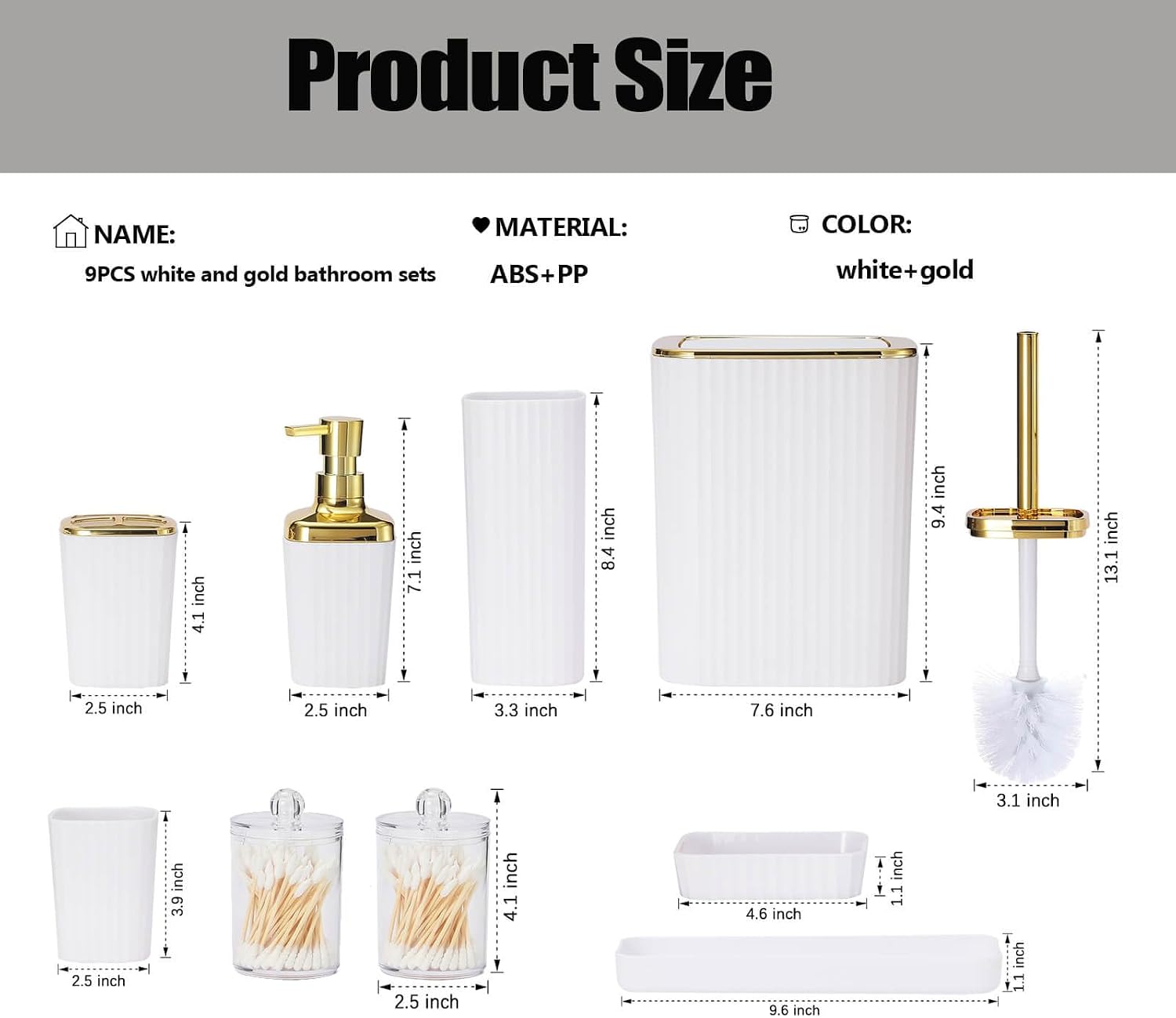 9-Piece Bathroom Accessory Set - Home Bathroom Trash Can reseña y precio