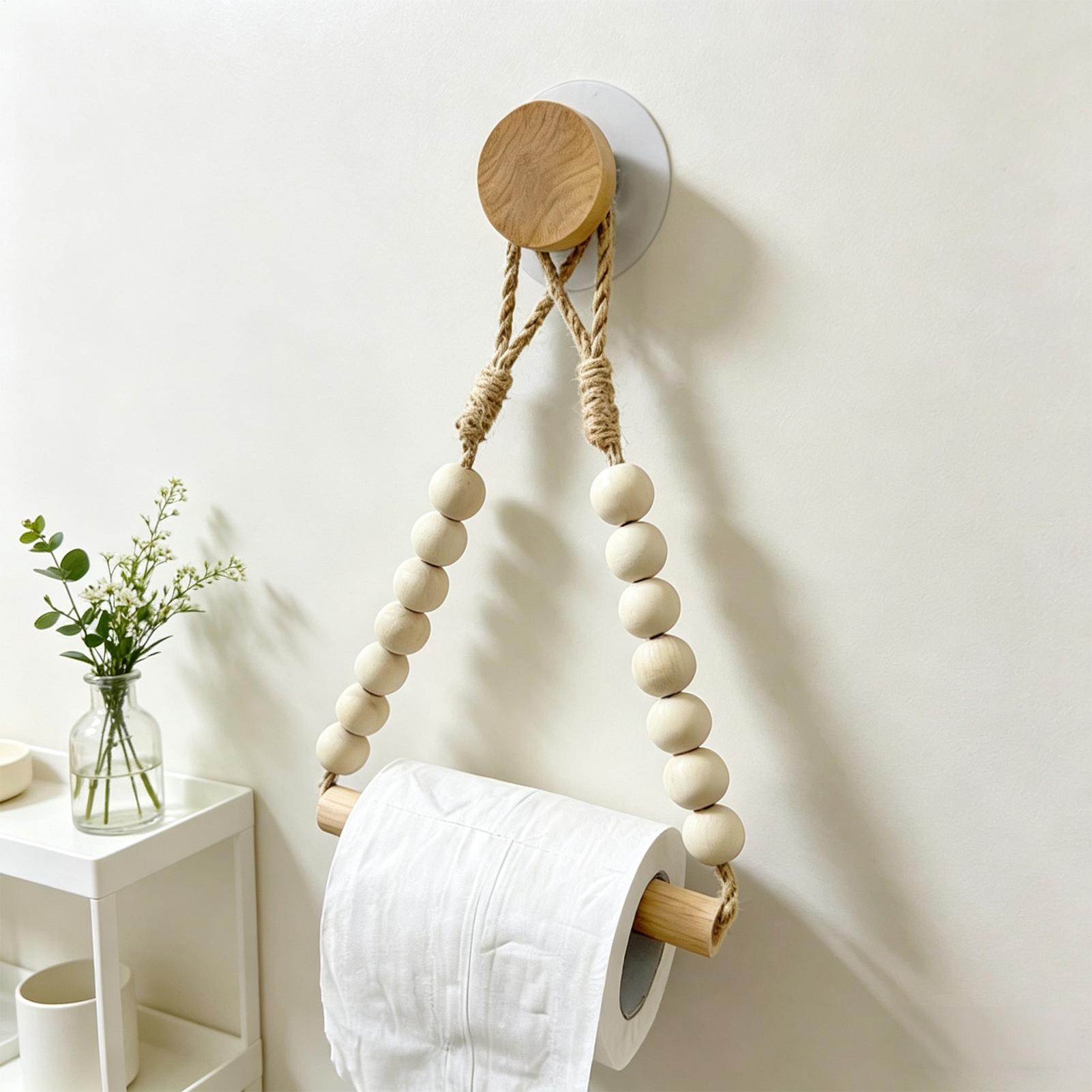 Toilet Paper Holder Wood Bead  - Home Bathroom Paper Towel Holder reseña y precio