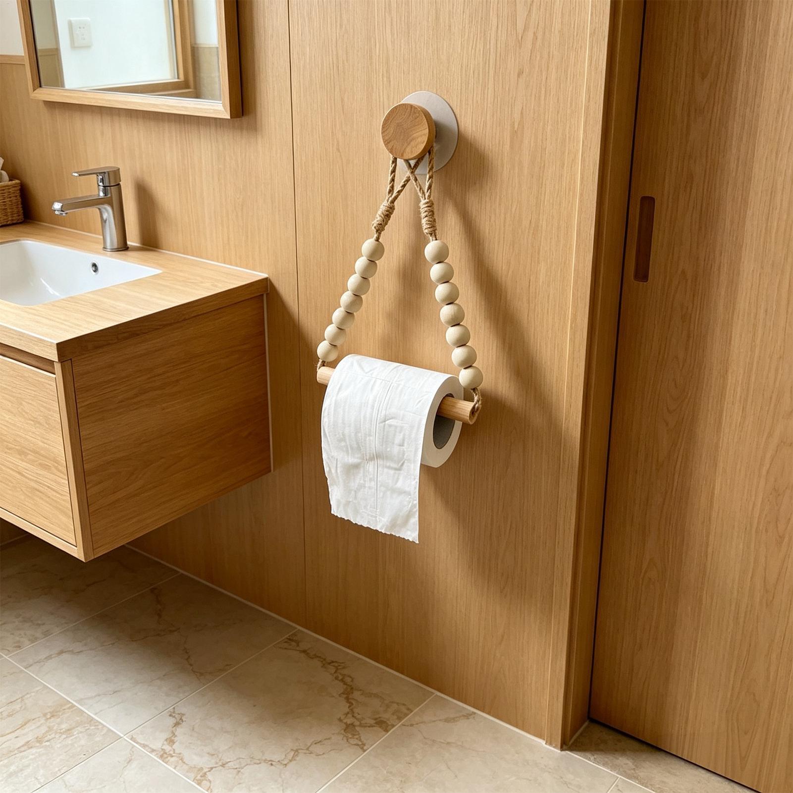 Toilet Paper Holder Wood Bead  - Home Bathroom Paper Towel Holder reseña y precio