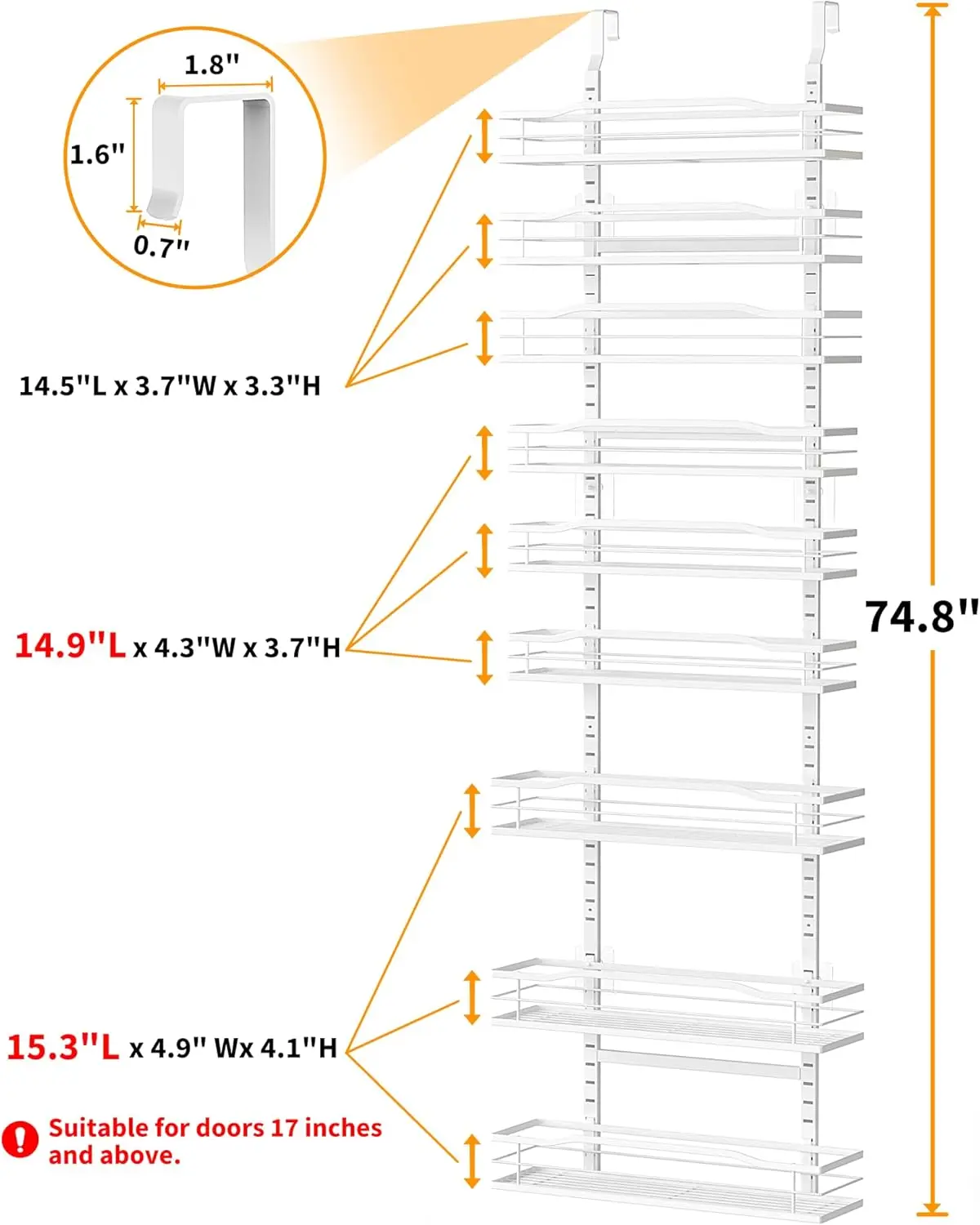 White 9-Tier Over The Door Pan - Home Essentials Bathroom Rack reseña y precio