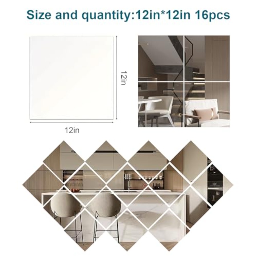 16 Pack Shatterproof Acrylic M - Home Bathroom Tiles reseña y precio
