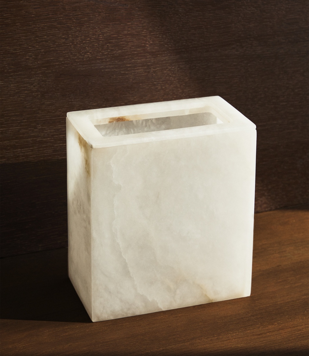 Natural Stone Snowflake Gypsum - Home Bathroom Trash Can reseña y precio