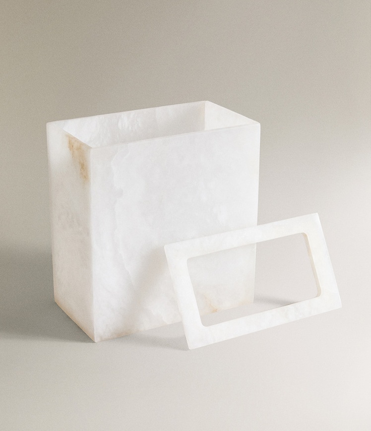 Natural Stone Snowflake Gypsum - Home Bathroom Trash Can reseña y precio