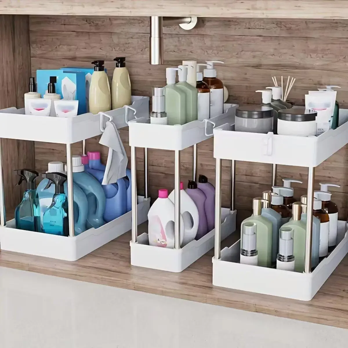 3Pcs/Set Under Sink Organizer  - Home Kitchen Bathroom Cleaning reseña y precio