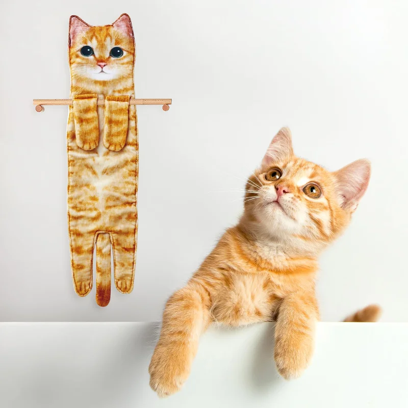 Bathroom Funny Kitty Hand Towe - Home Kitchen Bathroom Cleaning reseña y precio