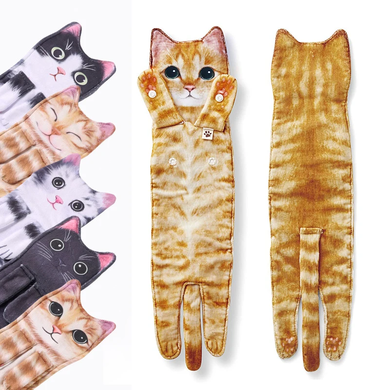 Bathroom Funny Kitty Hand Towe - Home Kitchen Bathroom Cleaning reseña y precio