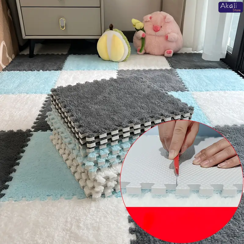 4/12pcs Plush Puzzle Foam Floo - Home Goods Bathroom Mats reseña y precio