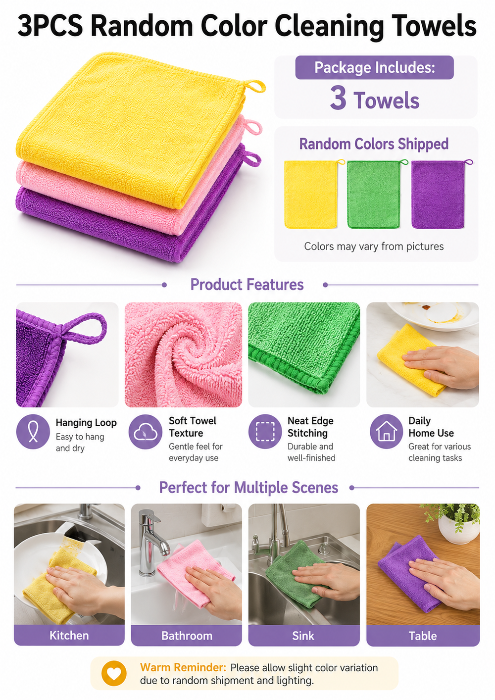 Multicolor Microfiber Square T - Home Kitchen Bathroom Cleaning reseña y precio