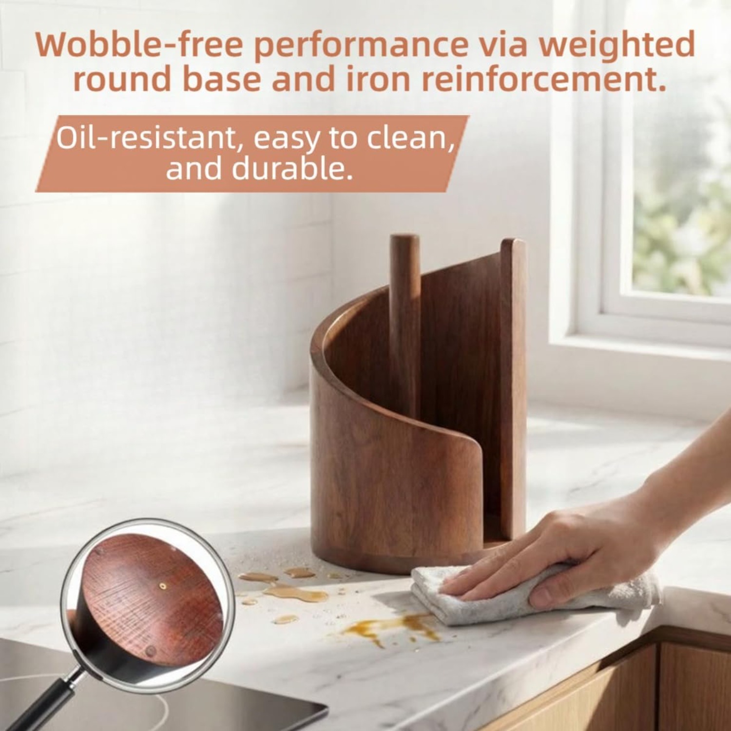 Natural Wood Kitchen Paper Tow - Home Bathroom Paper Towel Holder reseña y precio
