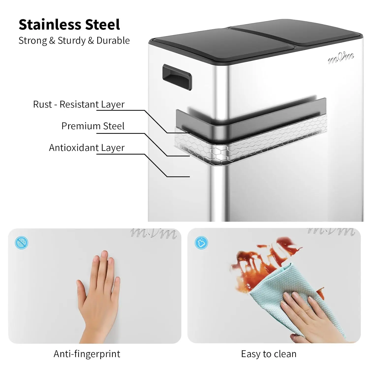 16 Gallon Stainless Steel Dual - Home Bathroom Trash Can reseña y precio