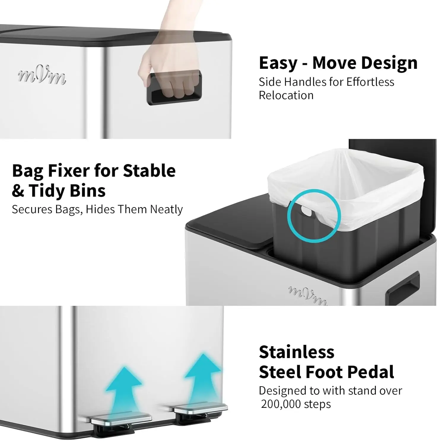16 Gallon Stainless Steel Dual - Home Bathroom Trash Can reseña y precio