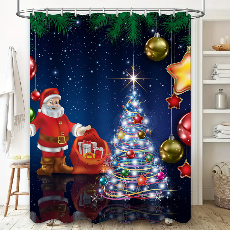 TU Christmas Shower Curtain Sa - Home Bathroom Ideas reseña y precio