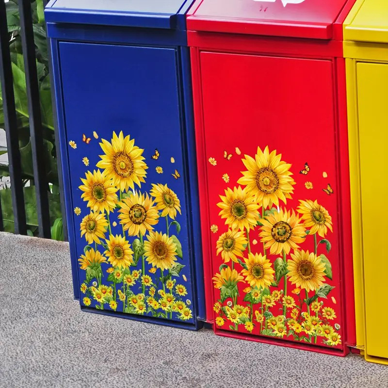 Sunflower Trash Can Stickers F - Home Bathroom Trash Can reseña y precio