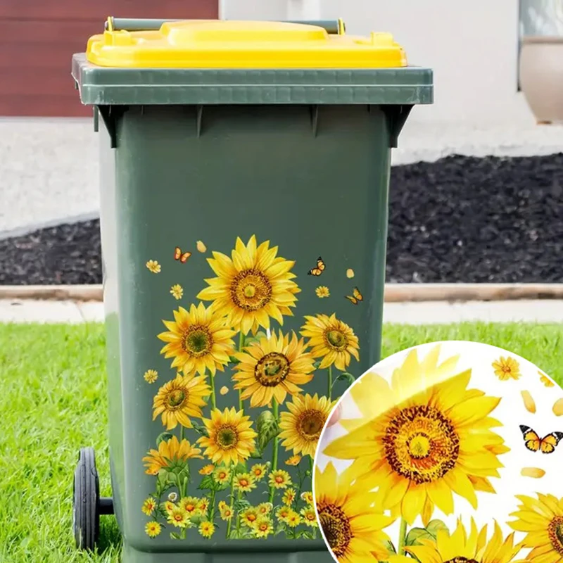 Sunflower Trash Can Stickers F - Home Bathroom Trash Can reseña y precio