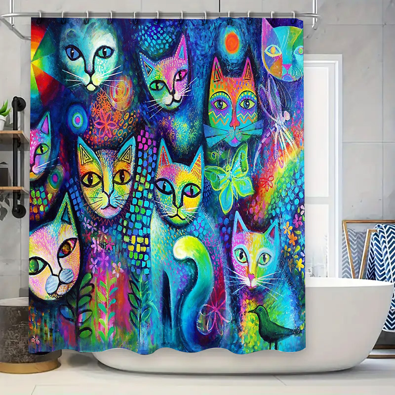 Cat Shower Curtain Artistic An - Home Bathroom Ideas reseña y precio