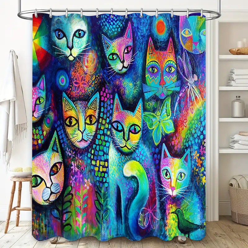 Cat Shower Curtain Artistic An - Home Bathroom Ideas reseña y precio