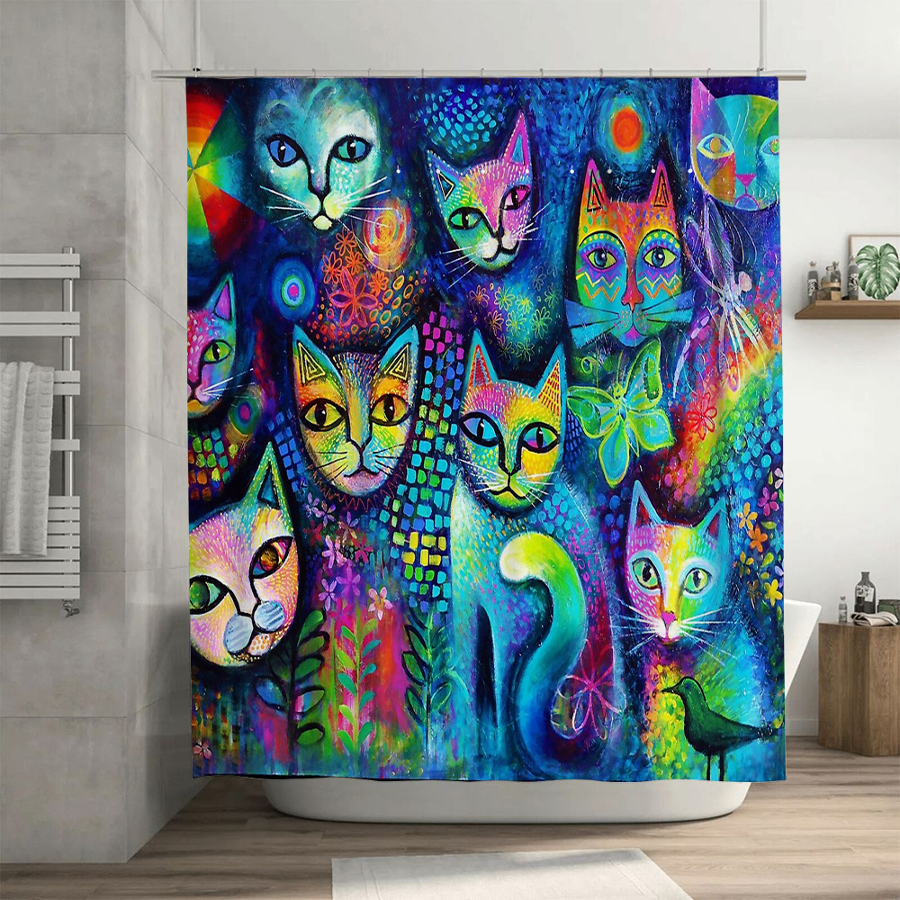 Cat Shower Curtain Artistic An - Home Bathroom Ideas reseña y precio
