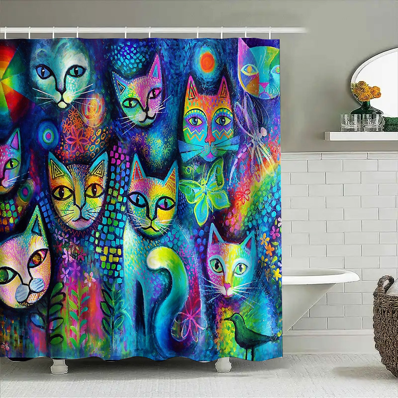 Cat Shower Curtain Artistic An - Home Bathroom Ideas reseña y precio