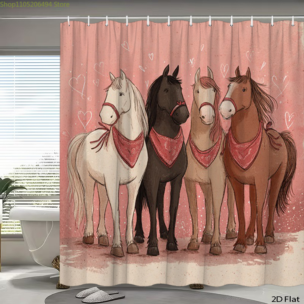 Cute Horses Shower Curtain, Ca - Home Bathroom Ideas reseña y precio