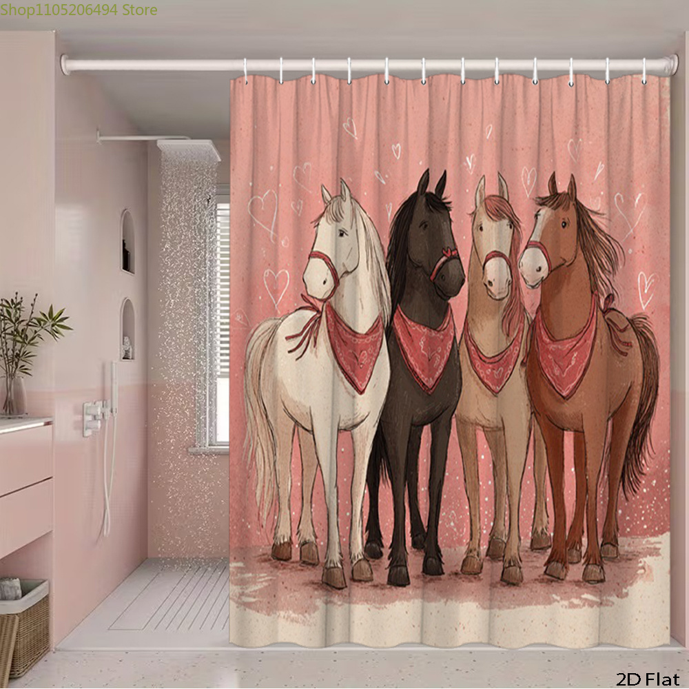 Cute Horses Shower Curtain, Ca - Home Bathroom Ideas reseña y precio